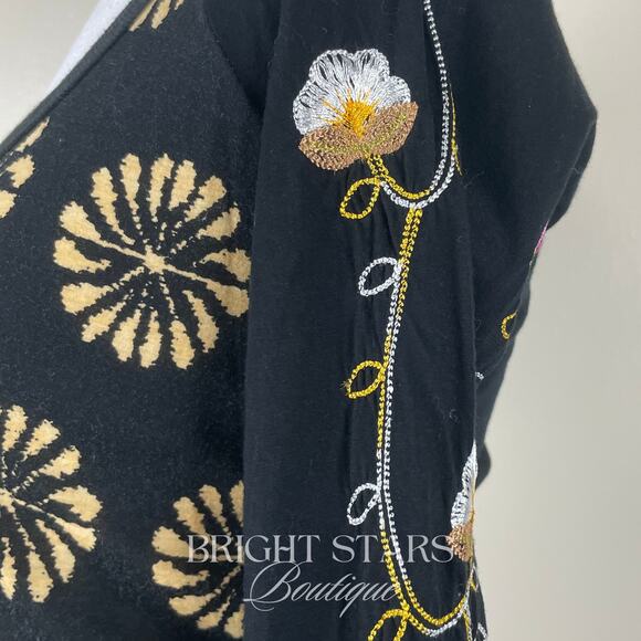 Rare Top ASO Lorelai Gilmore Girls 3/4 Sleeve Y2K Black Embroidered Vintage - Picture 8 of 11